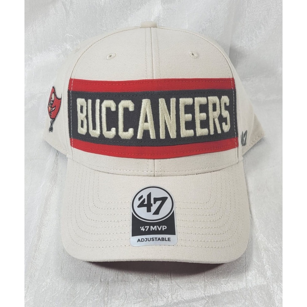 '47 Men's Tampa Bay Buccaneers Cream Crossroad MVP Strapback Hat - Bone - One Sz